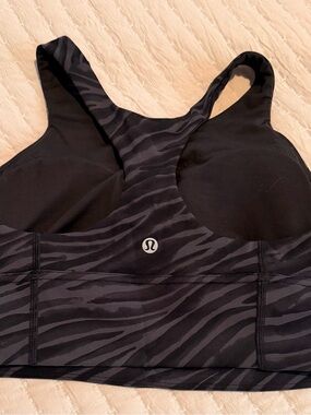 lululemon Black Zebra-Print Racerback Longline Sports Bra